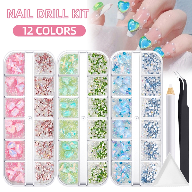 12Grids  Nail  Drill Kit Charms